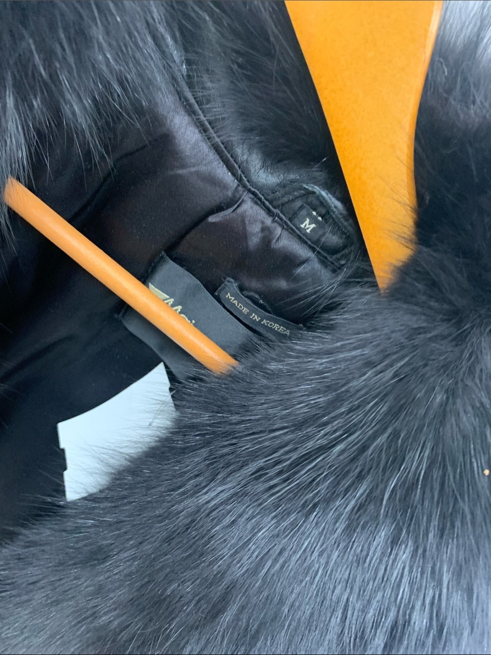 Black Leather Trench Coat with Luxe Fur Collar - Picture 4 of 7